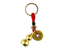 Adorno llavero calabaza china y moneda